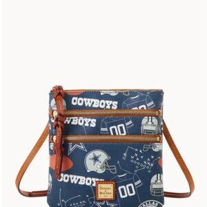 DOONEY & BOURKE DALLAS COWBOYS NFL FOOTBALL TRIPLE ZIP CROSSBODY PURSE